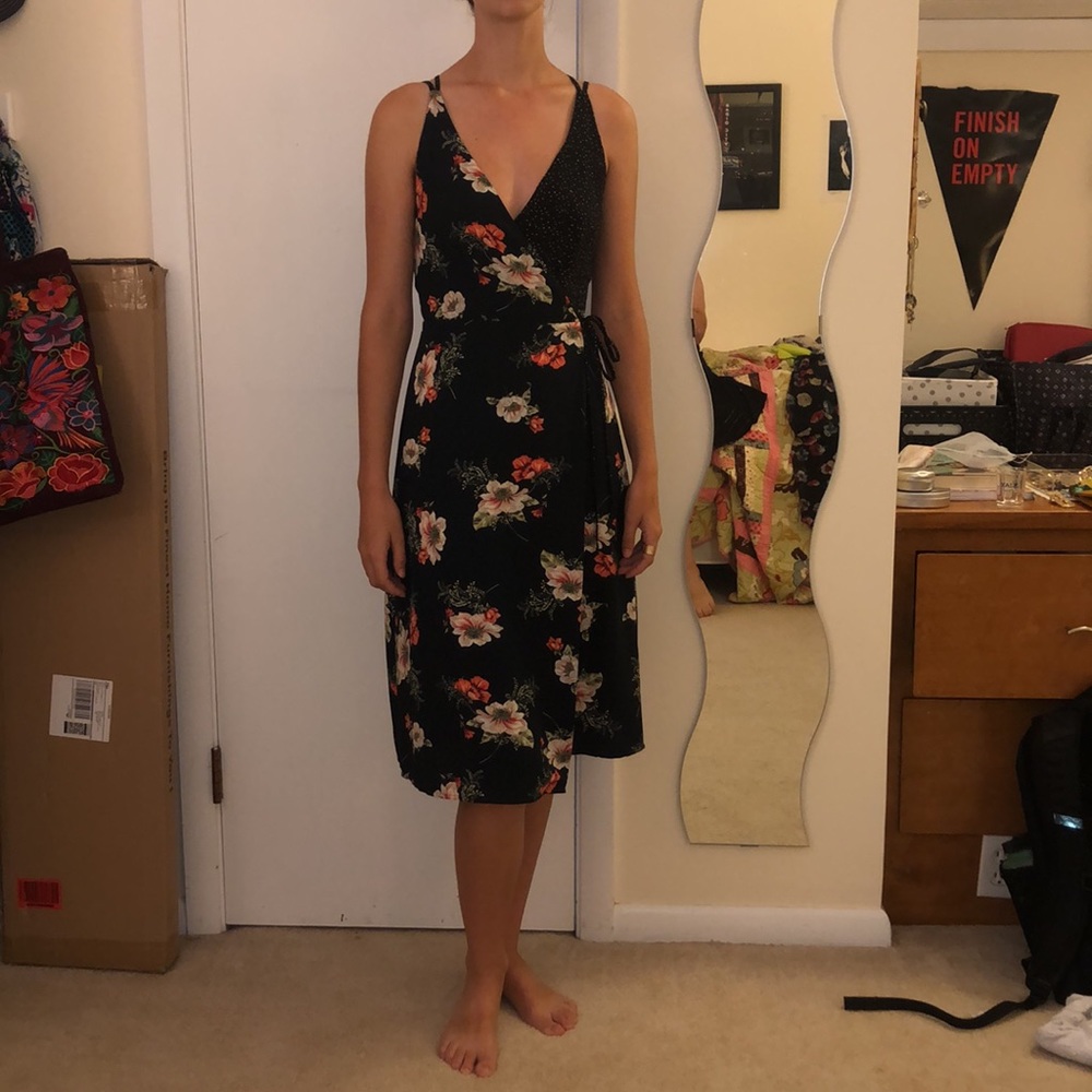 Topshop midi duo pattern wrap-tie dress